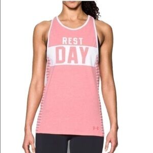 Under Armour tank top Rest Day pink and white XL